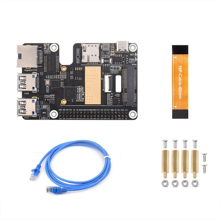 Waveshare pour Raspberry Pi 5 HAT PCIe vers MiniPCIe / Gigabit Ethernet / USB 3.2 Gen1, Spécification : Sans accessoires