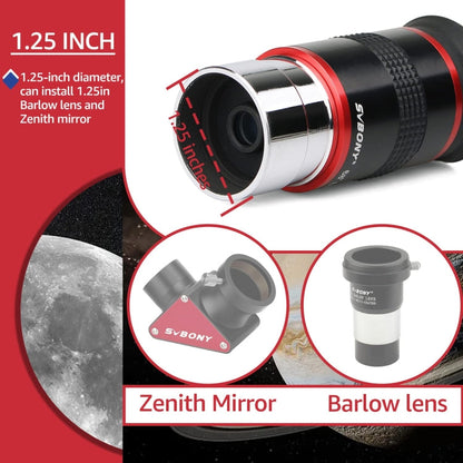 Oculaire de télescope astronomique ultra grand angle SVBONY F9152A 1,25 pouce 68 degrés 6 mm