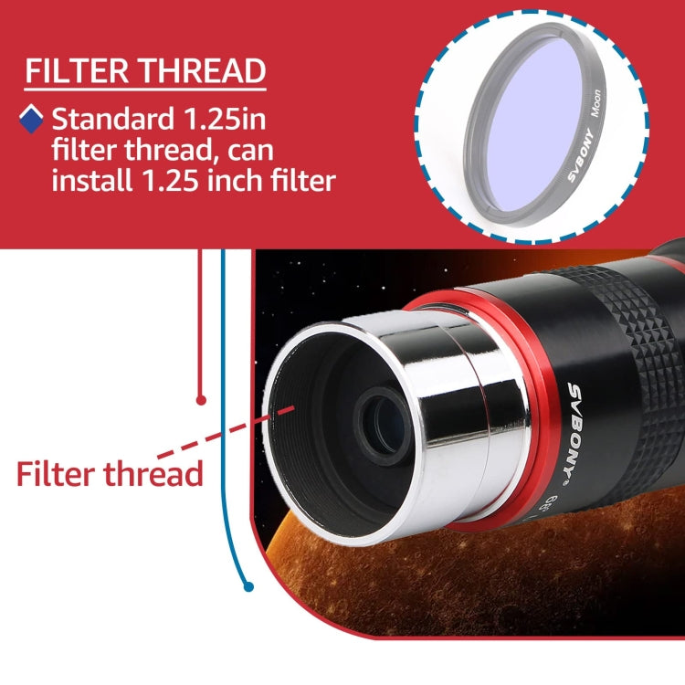 Oculaire de télescope astronomique ultra grand angle SVBONY F9152A 1,25 pouce 68 degrés 6 mm