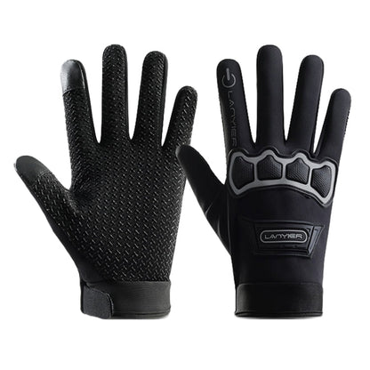 LANYIER Fall Winter Motorcycle Outdoor Riding Gloves Men Velvet Warm Non-slip Touch Screen Windproof Gloves, Size: Average(Gray)