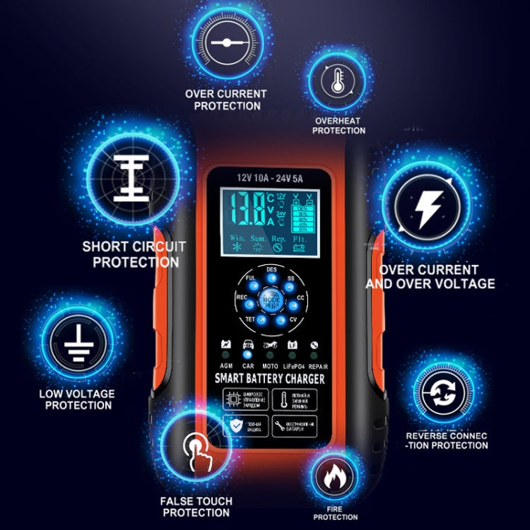 Chargeur de batterie de voiture/moto intelligent ANHTCzyx 12V/24V 6-180AH 7 étapes (prise AU)