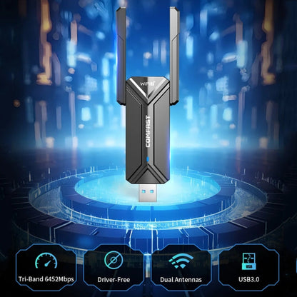 COMFAST CF-983BE Adaptateur Réseau Sans Fil USB WiFi7 Tri-Bande 6500Mbps Carte Réseau PC