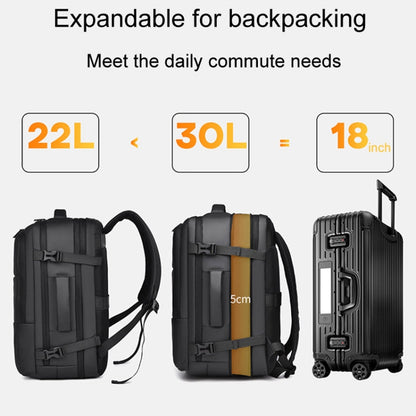 WEIXIER B724 Business Large Capacity Double-Shoulder Commuter Computer Bag Expandable Travel Backpack(Black)