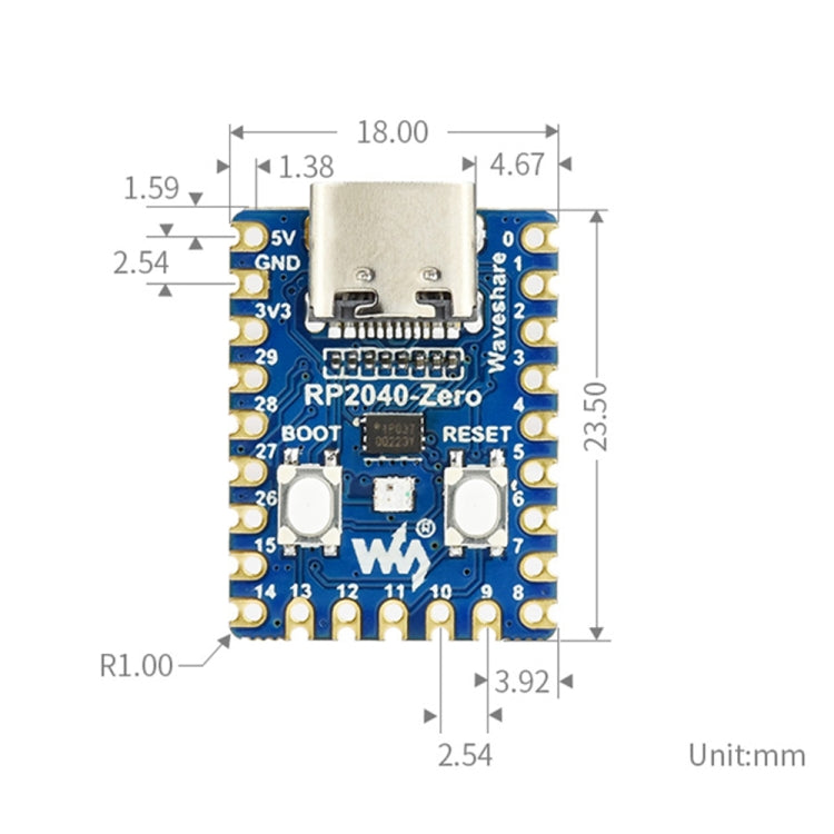 Waveshare Pico-Like MCU Board Based On Raspberry Pi RP2040, Spec: Zero
