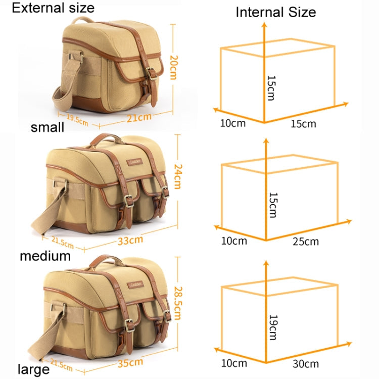 Cwatcun D146 Grand Sac Photo Vintage en Toile Bandoulière