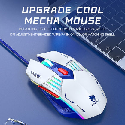 T-WOLF G560 6-keys Cool Breathing Light Gaming Wired Mouse Mechanical Office Silent Mouse(Black)