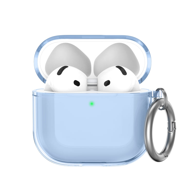 For Airpods 4 AhaStyle WG164 Earphone Anti-Drop TPU Split Protective Case(Transparent Blue)