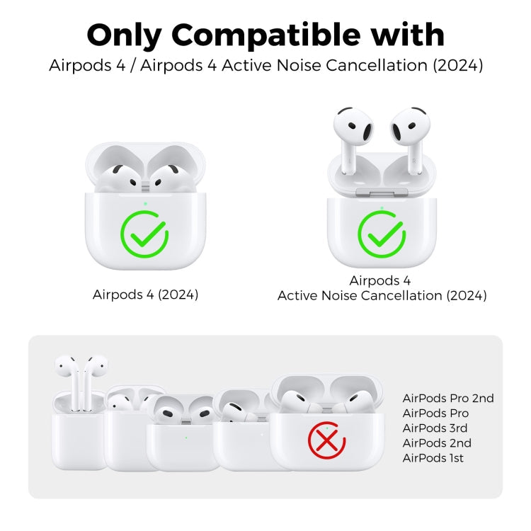 For Airpods 4 AhaStyle WG164 Earphone Anti-Drop TPU Split Protective Case(Transparent Black)