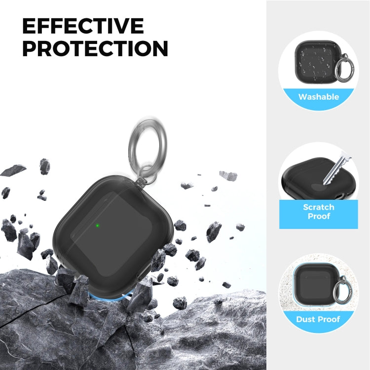For Airpods 4 AhaStyle WG164 Earphone Anti-Drop TPU Split Protective Case(Transparent Black)