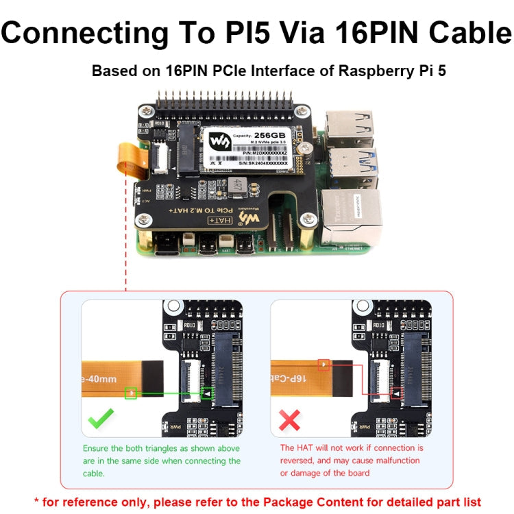 Kit de base SSD M.2 NVMe : Adaptateur PCIe vers M.2 Waveshare pour Raspberry Pi 5