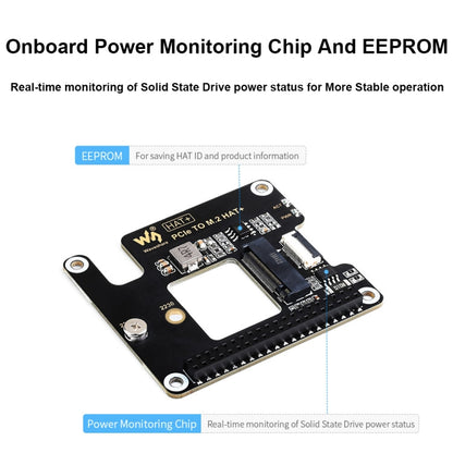 Kit de base SSD M.2 NVMe : Adaptateur PCIe vers M.2 Waveshare pour Raspberry Pi 5
