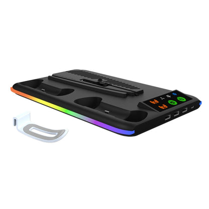 For PS5 Slim / PS5 iplay HA-8008 Cooling Bracket Headphone Organiser Grip Holder Charger(Black)