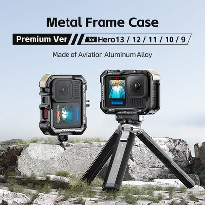 AMagisn Upgrade Ver Metal Rabbit Cage For GoPro HERO13 Black / HERO12 Black / HERO11 Black / HERO10 Black / HERO9 Black(Black)