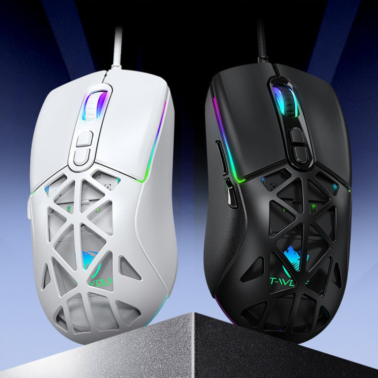 T-WOLF G520 Souris Gamer Filaire 7 Boutons RVB Alvéolée (Blanc)