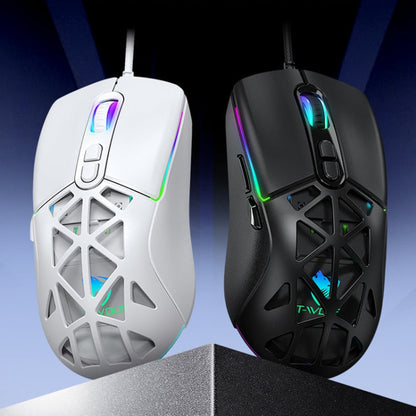 T-WOLF G520 Souris Gamer Filaire 7 Boutons RVB Alvéolée (Blanc)