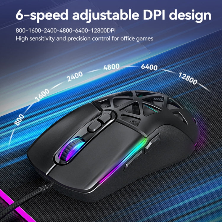 T-WOLF G520 Souris Gamer Filaire 7 Boutons RVB Alvéolée (Blanc)