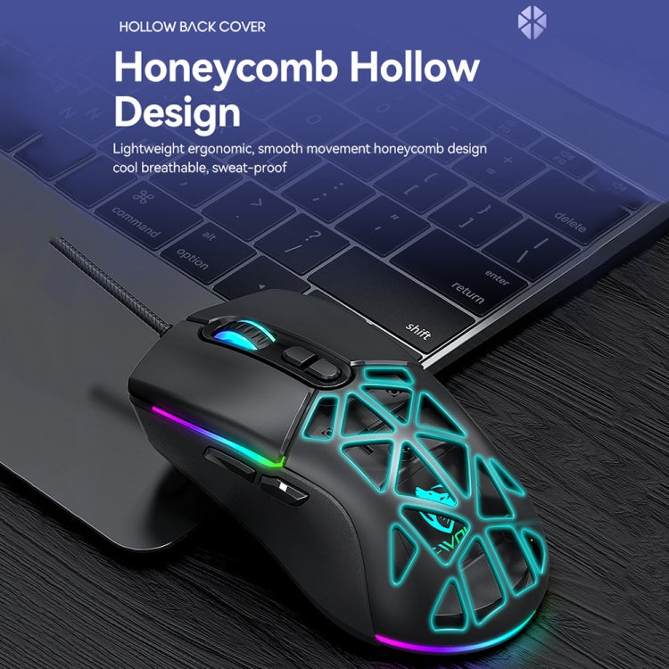 T-WOLF G520 Souris Gamer Filaire 7 Boutons RVB Alvéolée (Blanc)
