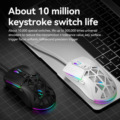 T-WOLF G520 Souris Gamer Filaire 7 Boutons RVB Alvéolée (Blanc)