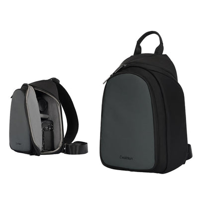 Cwatcun D148 Sac Photo Bandoulière Décontracté Moyen pour Appareil Photo, Utilisation Quotidienne, Couleur : Noir