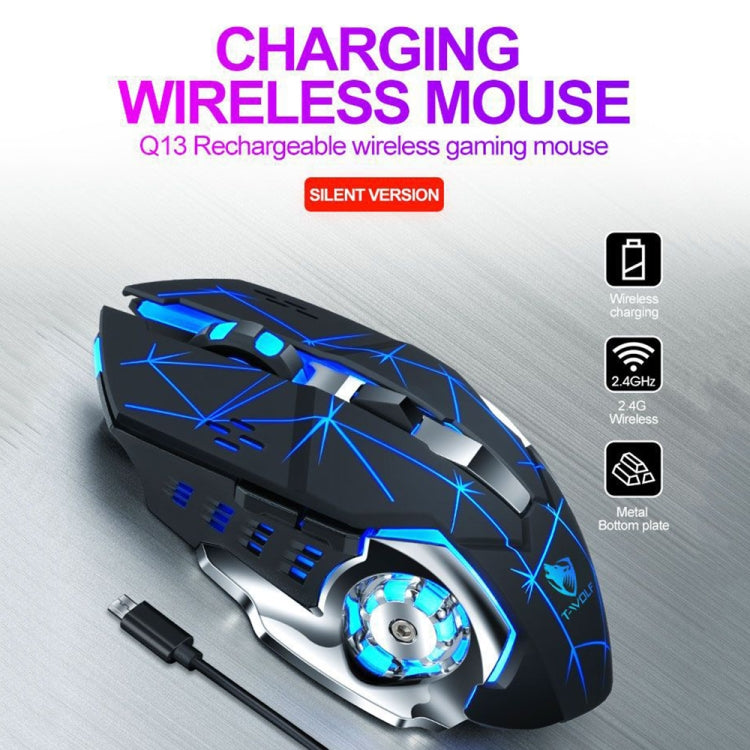 T-WOLF Q13 2.4GHz 6-keys RGB Colorful Light Gaming Wireless Mouse, Color: Dual Mode White
