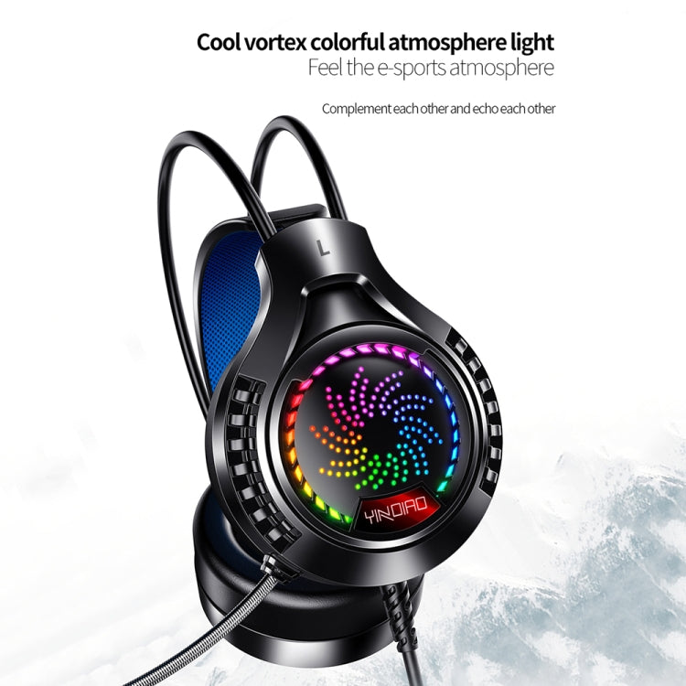 YINDIAO Q7 Colorful Light Computer Wired Headset USB Gaming Headset USB7.1 Sound Card White