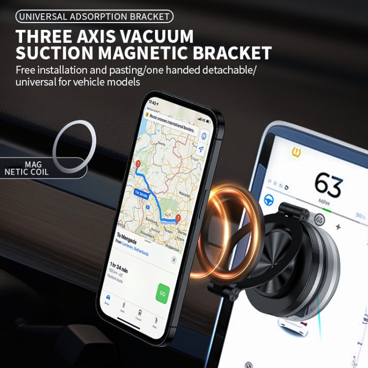 AIMITE C2 Car Vacuum Suction Cup Magnetic Three Axis Linkage Rotatable Cell Phone Holder(Black)