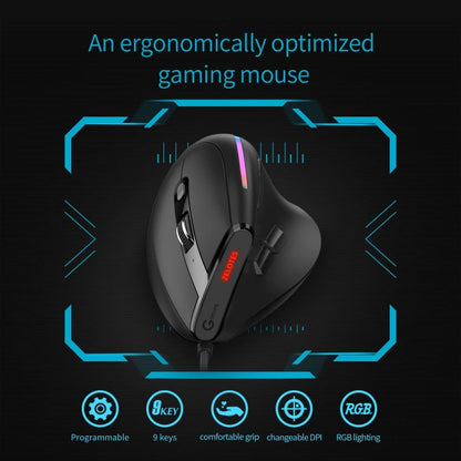 ZELOTES T50 9-Keys RGB Lighting Effect Vertical Grip Ergonomic Programming Wired Mouse(Black)