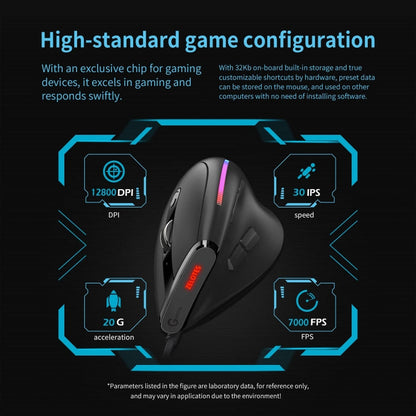 ZELOTES T50 9-Keys RGB Lighting Effect Vertical Grip Ergonomic Programming Wired Mouse(Black)