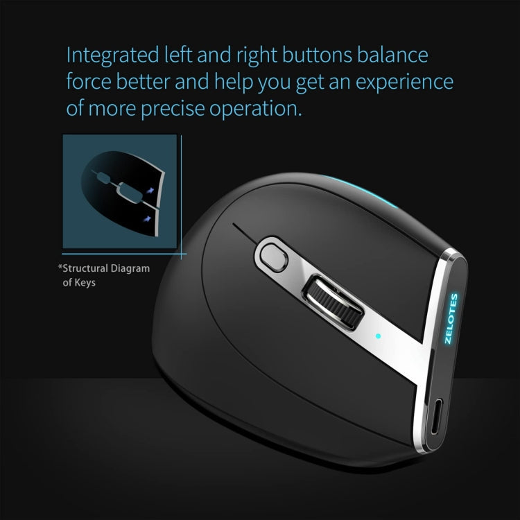 ZELOTES F36 9-Keys Vertical Grip Ergonomic Programming Dual Bluetooth + 2.4G Wireless Mouse(White)