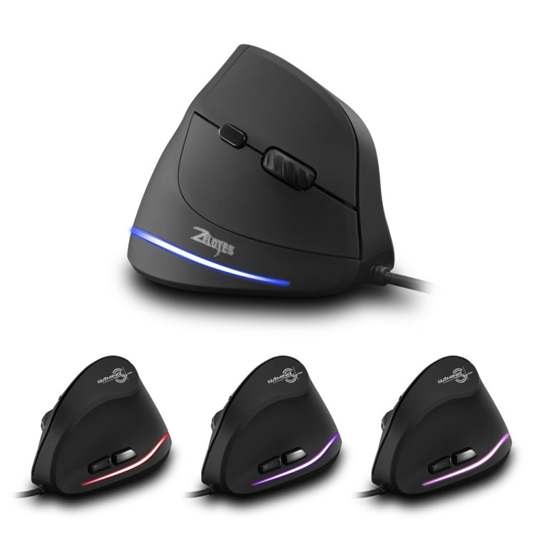 ZELOTES T20 6-Keys Vertical Grip Ergonomic Laptop Wired Mouse(Black)