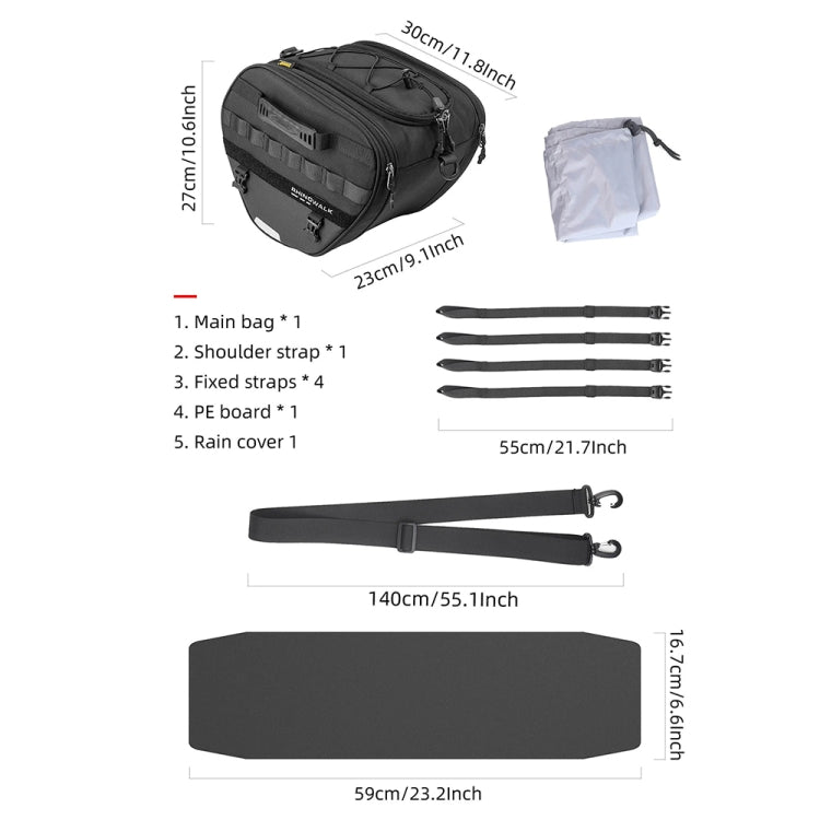 Rhinowalk MTR5001 15L Scooter Front Bag Large Capacity Curved Beam Motorcycle Rear Seat Bag(Black)