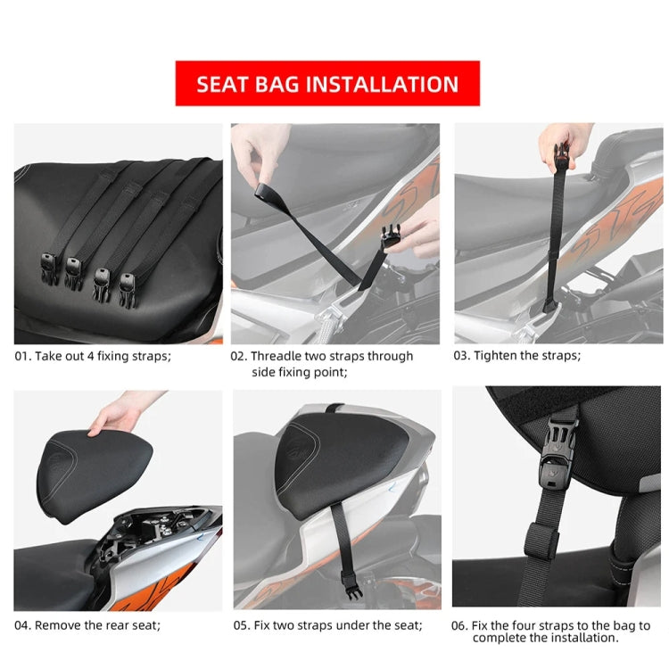 Rhinowalk MTR5001 15L Scooter Front Bag Large Capacity Curved Beam Motorcycle Rear Seat Bag(Black)