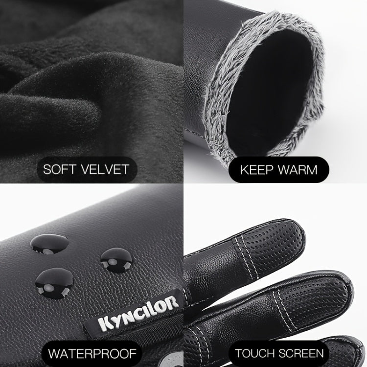 Kyncilor Winter Thermal PU Gloves Touchscreen Windproof Water-Resistant with Anti-Slip Grip, Size: XL(Black)