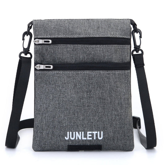 JUNLETU Sac à bandoulière étanche pour téléphone portable, documents de voyage, passeport, cartes, pochette tour de cou (gris)