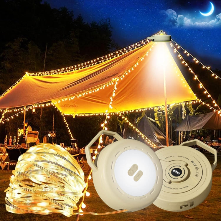 TUBUZHE 2 In 1 LED Portable String Lamp Camping Atmosphere Light USB Rechargeable Outdoor Tent Night Light(Black)