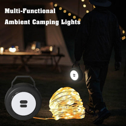TUBUZHE 2 In 1 LED Portable String Lamp Camping Atmosphere Light USB Rechargeable Outdoor Tent Night Light(Black)