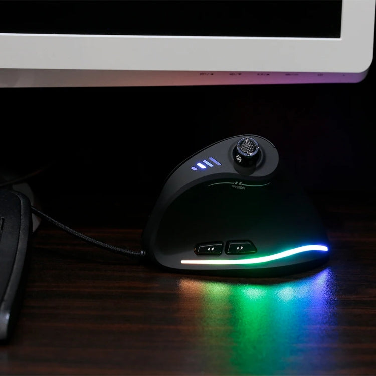 ZELOTES C18 11-Keys RGB Vertical Grip Ergonomic Joystick Programming Gaming Wired Mouse(Black)