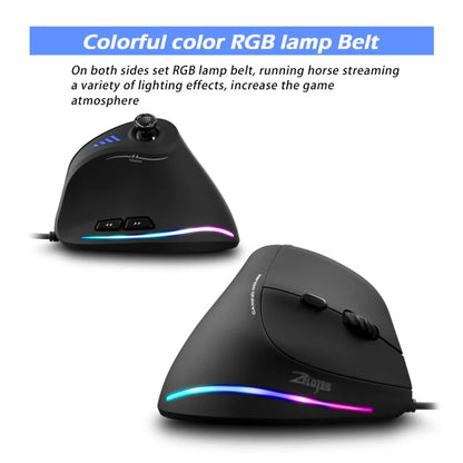 ZELOTES C18 11-Keys RGB Vertical Grip Ergonomic Joystick Programming Gaming Wired Mouse(Black)