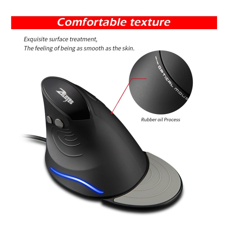 ZELOTES T30 6-keys Vertical Grip Detachable Ergonomic Wired Mouse(7-color Breathing Light)