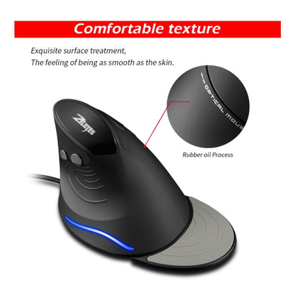 ZELOTES T30 6-keys Vertical Grip Detachable Ergonomic Wired Mouse(7-color Breathing Light)