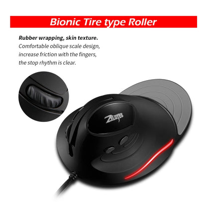 ZELOTES T30 6-keys Vertical Grip Detachable Ergonomic Wired Mouse(7-color Breathing Light)