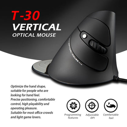 ZELOTES T30 6-keys Vertical Grip Detachable Ergonomic Wired Mouse(7-color Breathing Light)