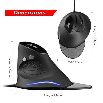 ZELOTES T30 6-keys Vertical Grip Detachable Ergonomic Wired Mouse(7-color Breathing Light)