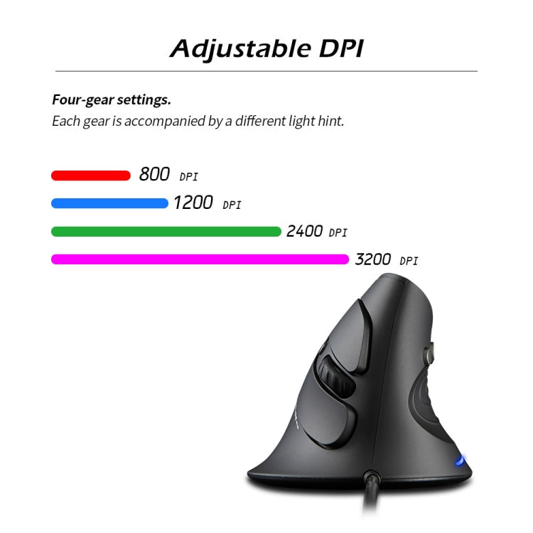 ZELOTES T30 6-keys Vertical Grip Detachable Ergonomic Wired Mouse(7-color Breathing Light)