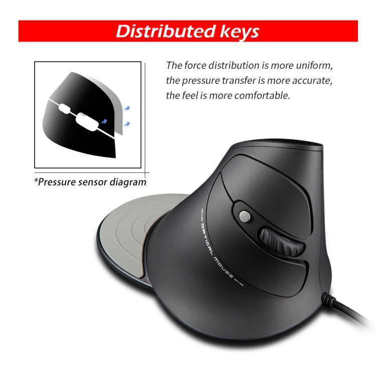 ZELOTES T30 6-keys Vertical Grip Detachable Ergonomic Wired Mouse(7-color Breathing Light)