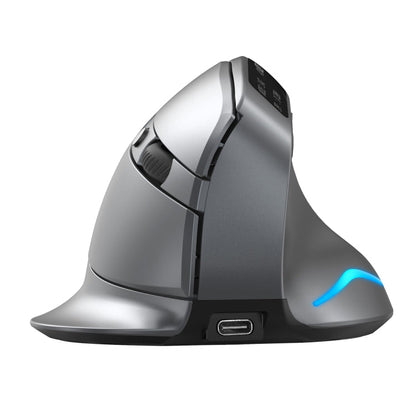 ZELOTES F-26C 8-Keys 2.4G+Bluetooth Dual-Mode LED Display Vertical Grip Wireless Mouse(Gray)