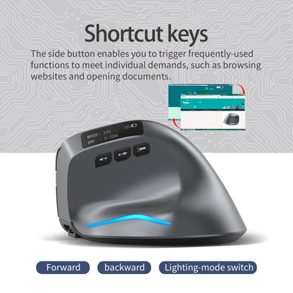 ZELOTES F-26C 8-Keys 2.4G+Bluetooth Dual-Mode LED Display Vertical Grip Wireless Mouse(Gray)