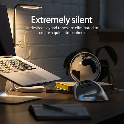 ZELOTES F-26C 8-Keys 2.4G+Bluetooth Dual-Mode LED Display Vertical Grip Wireless Mouse(Gray)