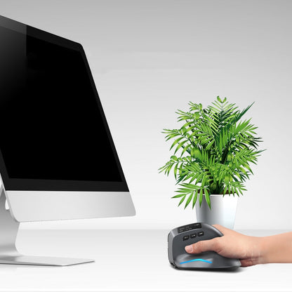 ZELOTES F-26C 8-Keys 2.4G+Bluetooth Dual-Mode LED Display Vertical Grip Wireless Mouse(Gray)