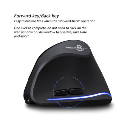 ZELOTES F35 6-buttons Vertical Grip Ergonomic Rechargeable Wireless Mouse(Blue Light)